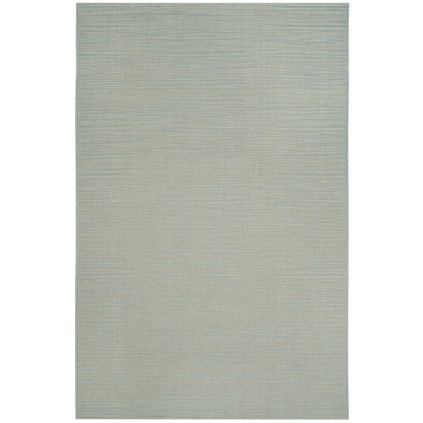 Courtyard Aqua/Cream 7 ft. x 10 ft. Solid Indoor/Outdoor Patio  Area Rug