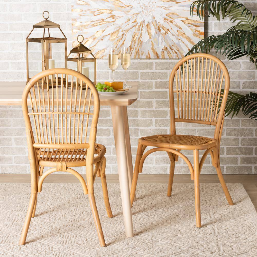 Wina Natural Brown Rattan Cane Dining Chair Set