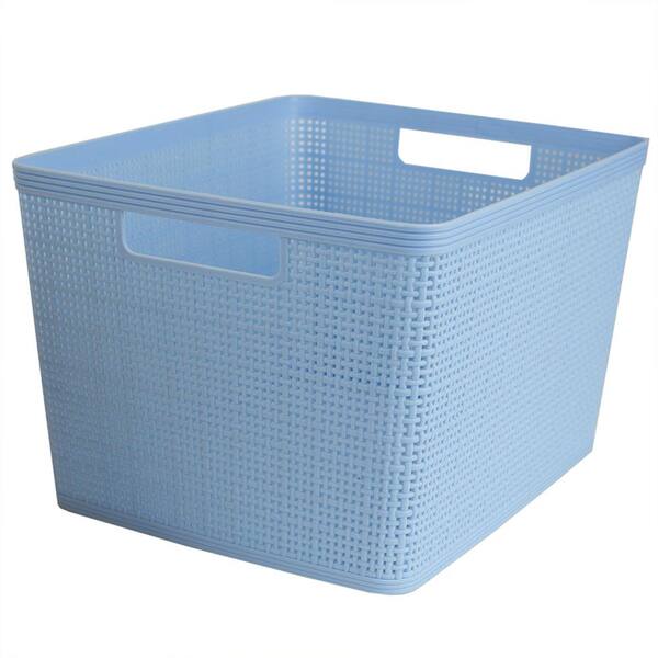 Home Basics 8.62 in. H x 11.5 in. W x 13.5 in. D White Plastic Cube Storage Bin HDC56077 The
