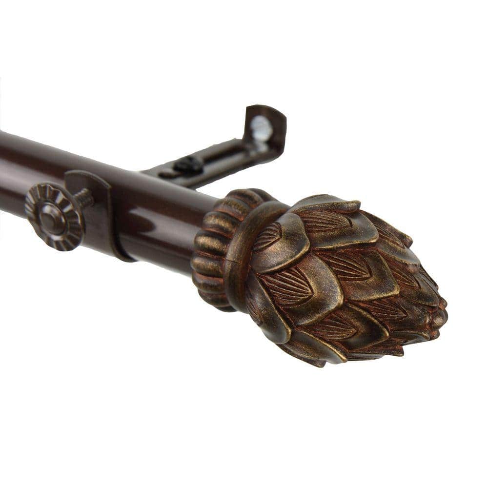 66 in. - 120 in. Telescoping Single Curtain Rod Kit in Cocoa with Bud Finial price history on PriceWatchPro