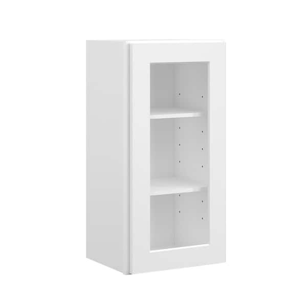 15 in. W x 12 in. D x 30 in. H in Shaker White Plywood Ready to Assemble Wall Cabinets with Shelf without Glass