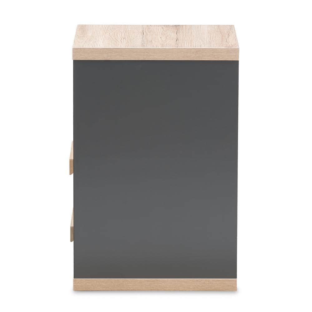 Pandora Two-Tone Gray and Oak 2 Drawer Nightstand
