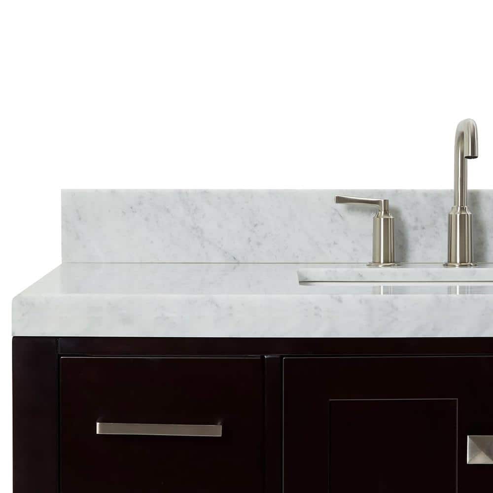 Espresso Wood Single Sink Bathroom Vanity with Carrara Marble Top