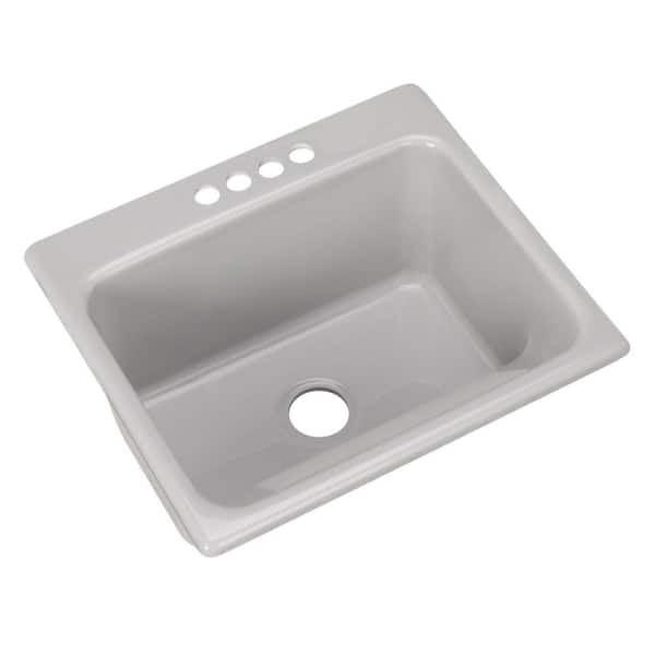 Thermocast Kensington Drop-In Acrylic 25 in. 4-Hole Single Bowl Utility Sink in Sterling Silver