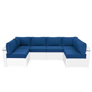 26 in. x 26 in. x 5 in. (14-Piece) Deep Seating Outdoor Lounge Chair Sectional Cushion Blue