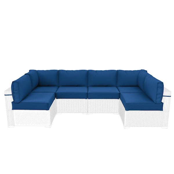 26 in. x 26 in. x 5 in. (14-Piece) Deep Seating Outdoor Lounge Chair Sectional Cushion Blue