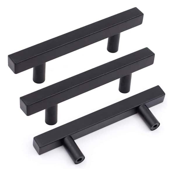 Pyramid Home Decor Brizza Series 6-5/16 in. (160 mm.) Center-To-Center Matte Black Solid Brass Cabinet Handle Drawer Pull (10-Pack)