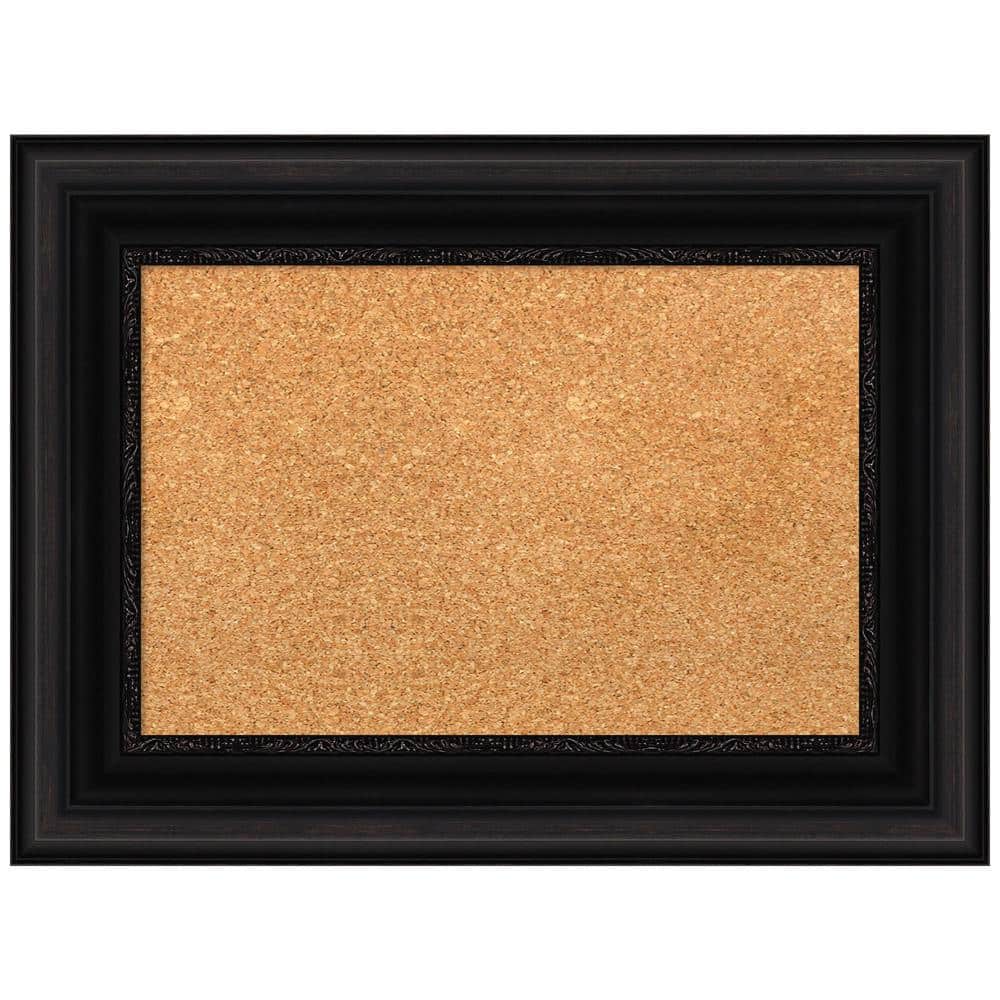 Parlor Black Framed Corkboard with Ornate Design, 24x18