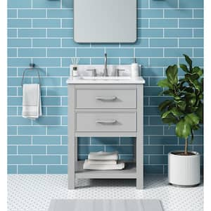 Brooks 25 in. Single Sink Chilled Gray Bath Vanity with Cala White Engineered Stone Top