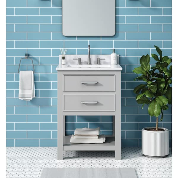 Avanity Brooks 25 in. Single Sink Chilled Gray Bath Vanity with Cala White Engineered Stone Top