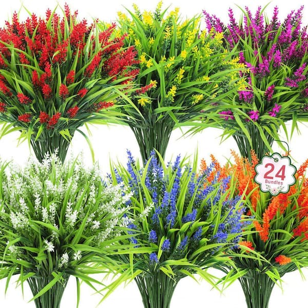 13.8 in. 24-Bundles Multi-Colored Artificial Flowers, Fake