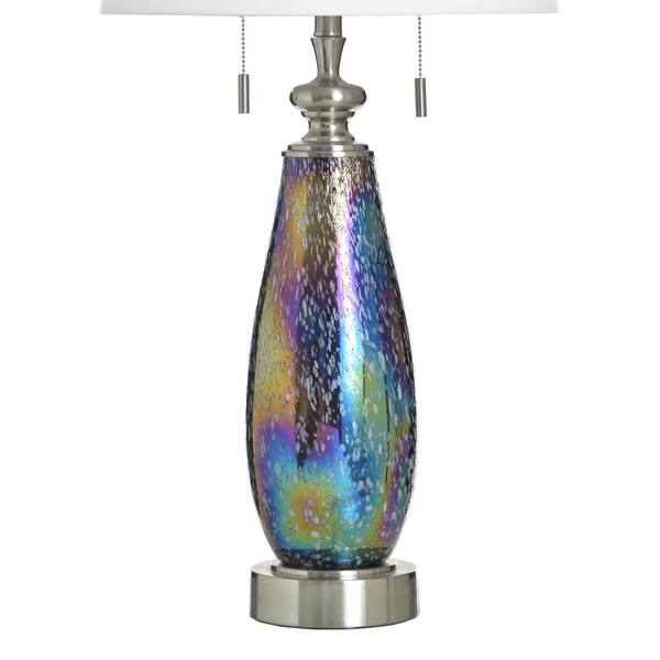 StyleCraft 34 in. Grey Contemporary Bedside Table Lamp for Living
