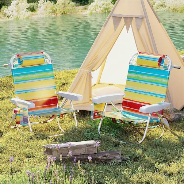 HONEY JOY 1PC Metal Outdoor Backpack Beach Chair Foldable 5