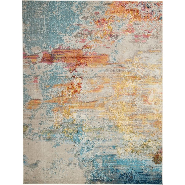 Nourison Celestial Sublime Sealife Multicolor 7 ft. x 10 ft. Abstract Modern Area Rug