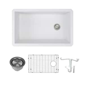 Radius All-in-One Undermount Granite 32 in. Single Bowl Kitchen Sink in White