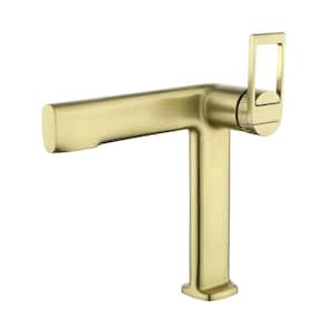 ABA Single-Handle Single Hole desk mounted vertical Bathroom Faucet with cUPC Water Supply Lines in brushed gold