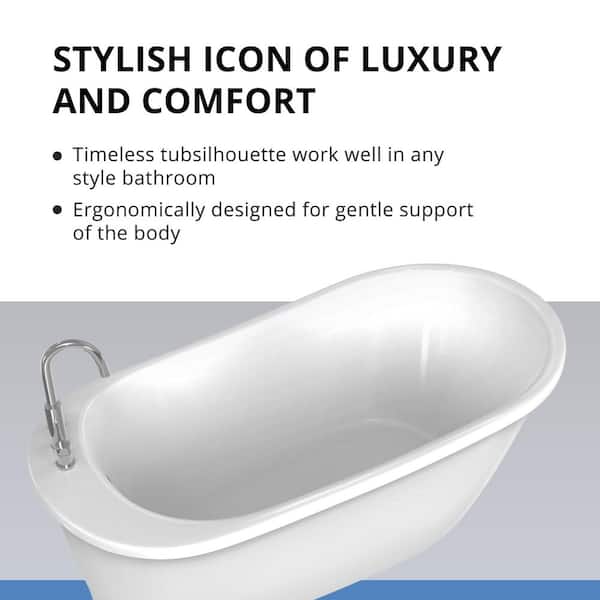 Seneca 60 in. W x 32 in. D Fiberglass Freestanding Flatbottom Soaking Bathtub in White