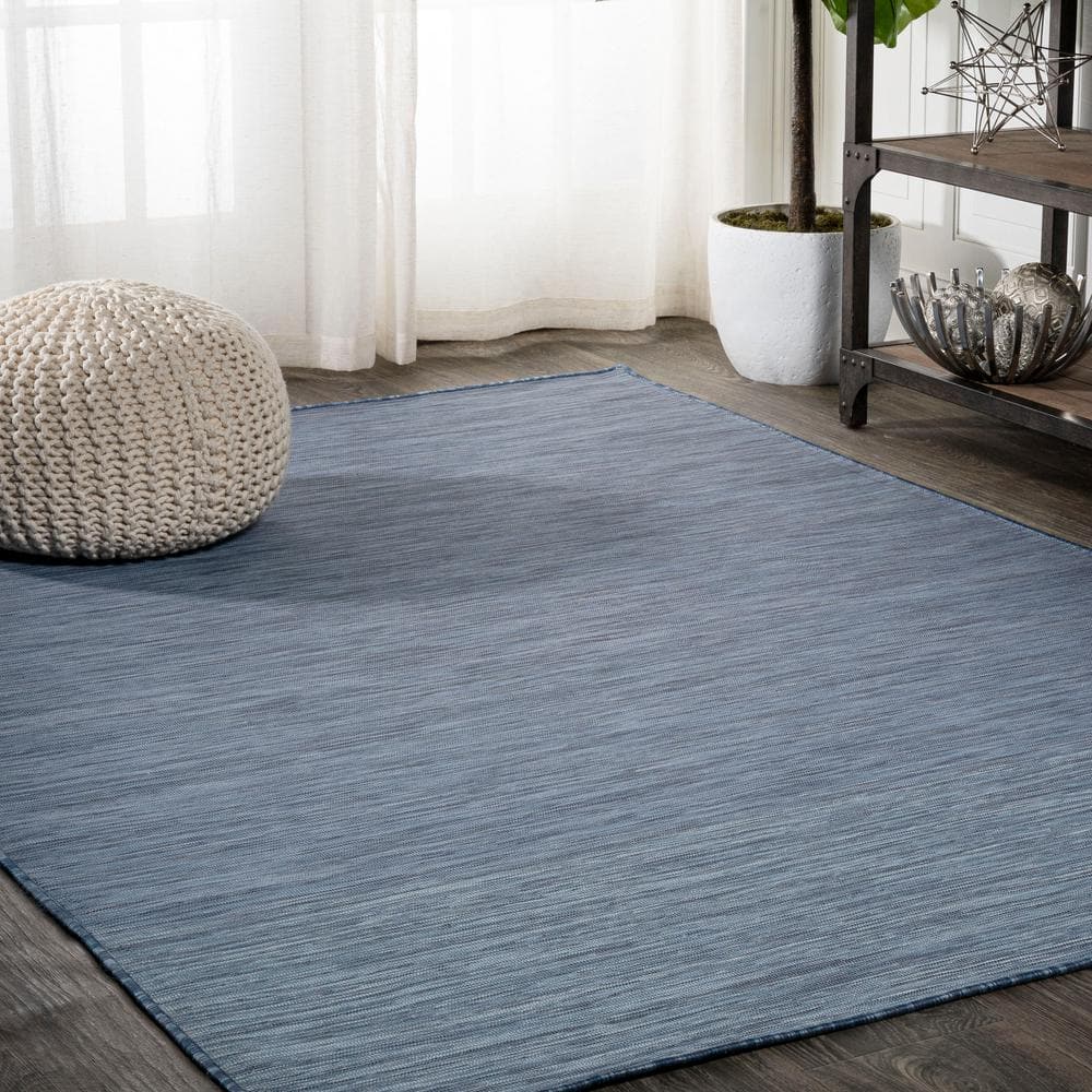 Ethan Blue Flatweave Synthetic 8' x 10' Area Rug