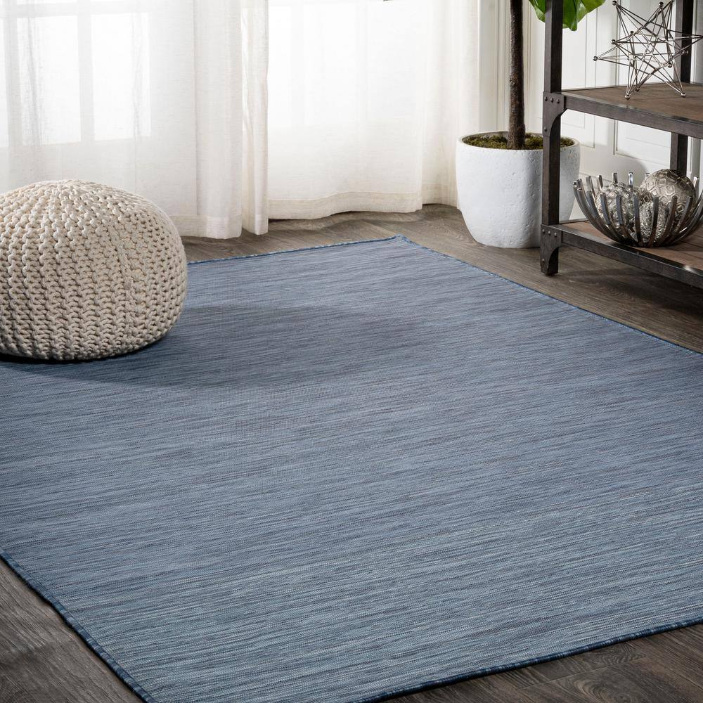 Ethan Blue Flatweave Synthetic 9' x 12' Area Rug
