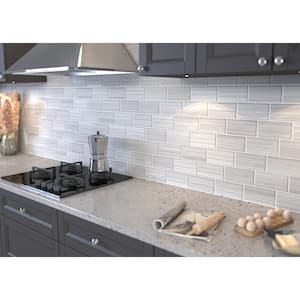 Hand Painted Rectangular 3 in. x 6 in. Warm Gray 20 Glass tile (10 sq. ft./per Case)