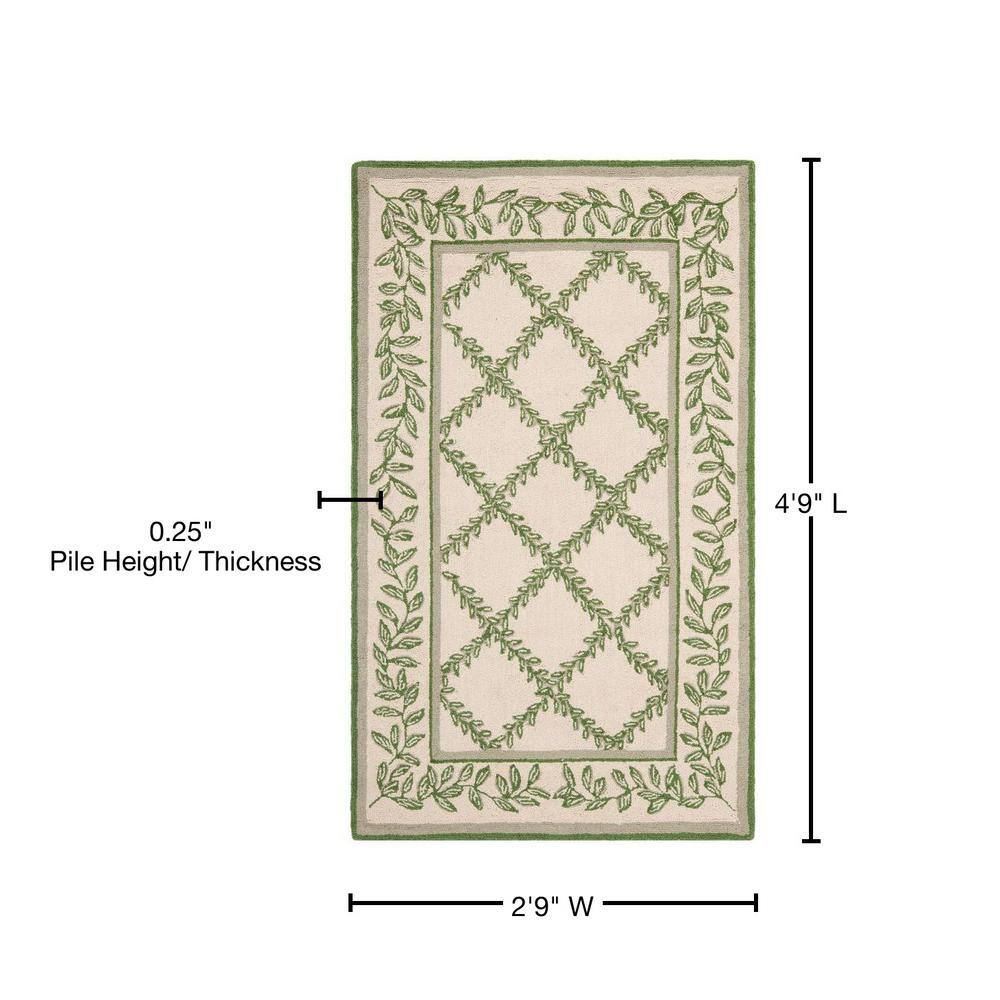 Ivory Elegance Hand-Knotted Wool Floral Accent Rug - 33" x 4"
