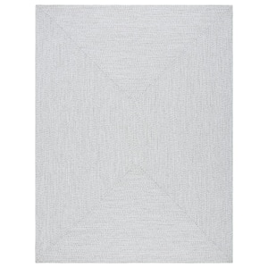 Braided Silver Gray 10 ft. x 14 ft. Solid Color Gradient Area Rug