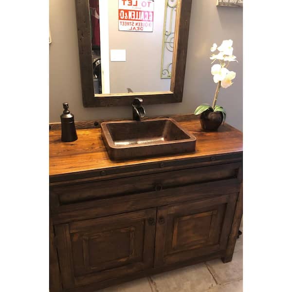 Premier Copper Products Rectangle Skirted Hammered Copper Vessel Sink in Oil Rubbed Bronze Premier Copper Products Rectangle Skirted Hammered Copper Vessel Sink in Oil Rubbed Bronze