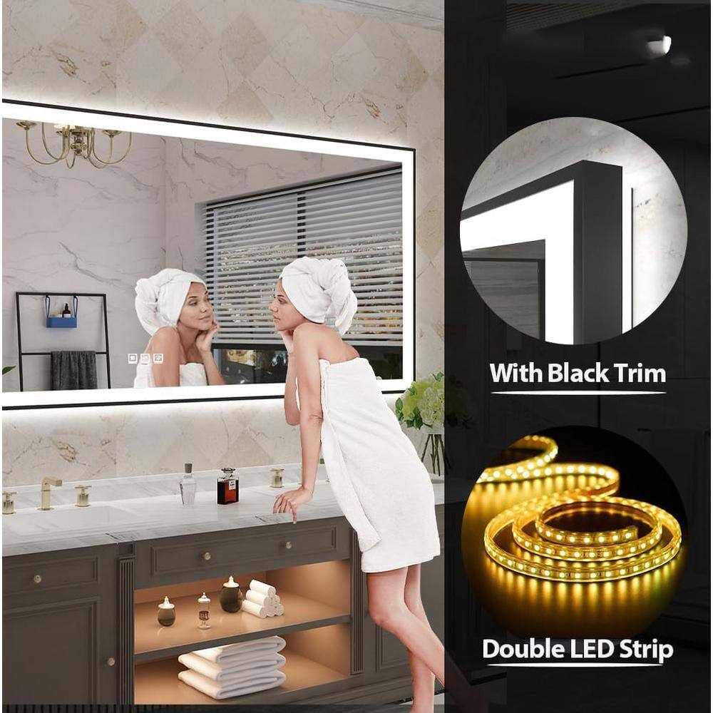40 in. Black Frameless LED Bathroom Vanity Mirror