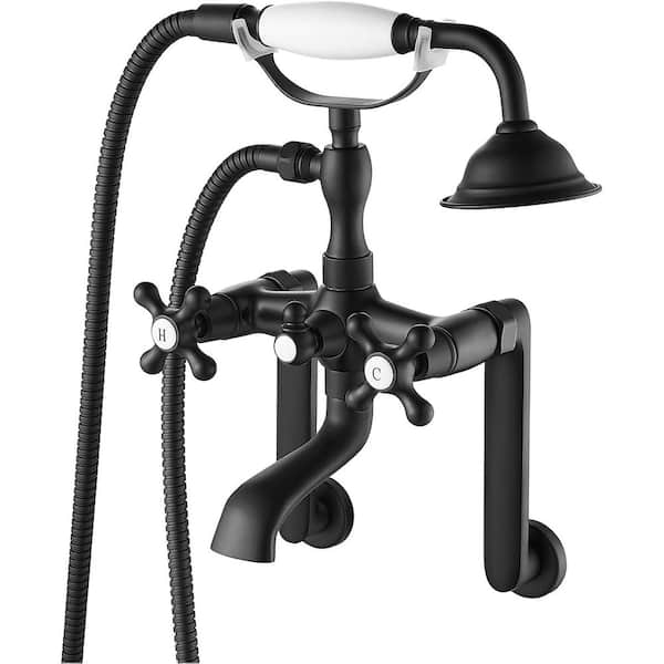 Unbranded Single-Handle Claw Foot Tub Faucet with 6 in. Center Adjustable Swing Arms Tub Mount Short Adapter in. Matte Black