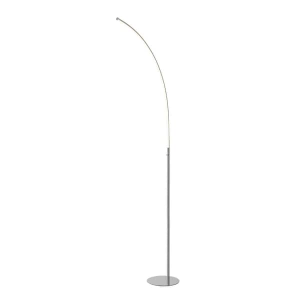 JONATHAN Y Curva 64 in. Chrome Metal Minimalist Modern LED