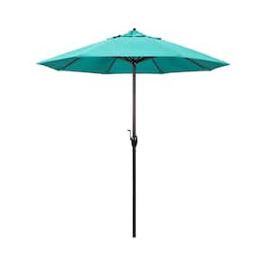 7.5 ft. Bronze Aluminum Market Auto-Tilt Crank Lift Patio Umbrella in Aruba Sunbrella