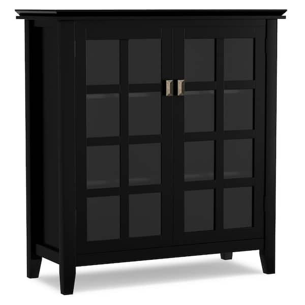 Simpli Home Artisan Solid Wood 38 in. Wide Transitional Medium Storage Cabinet in Black