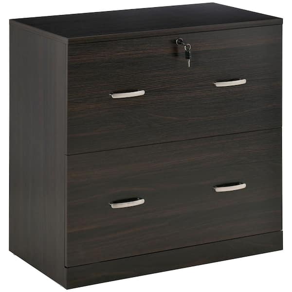 Vinsetto Walnut Particle board 2-Drawer File Cabinet with Hanging Bar for A4 Size