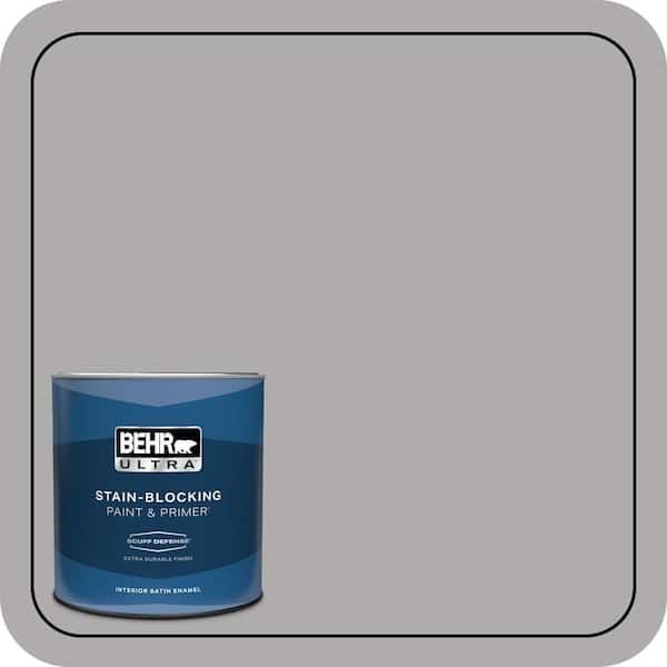 BEHR ULTRA 1 qt. #N520-3 Flannel Gray Extra Durable Satin Enamel Interior Paint & Primer