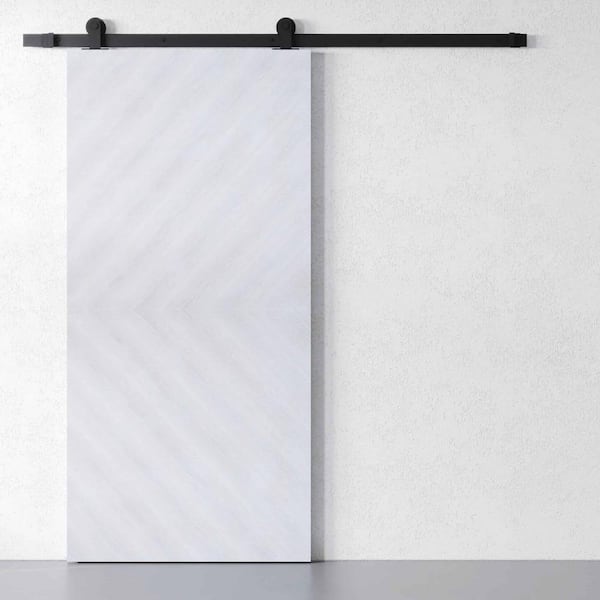 Urban Woodcraft 83 in. x 40 in. Bianco, White Wood Barn Door with Solid Core and Hardware Included