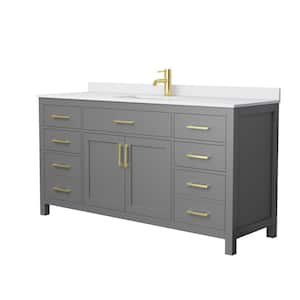 Beckett 66 in. W x 22 in. D x 35 in. H Single Sink Bathroom Vanity in Dark Gray with White Cultured Marble Top