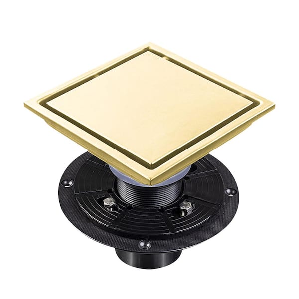 Utopia 4niture Aigiel 6 in. Square Shower Floor Drain, Brushed Gold