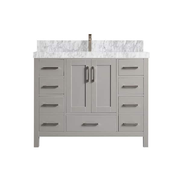 Willow Collections Malibu 60 in. W x 22 in. D x 36 in. H Single Sink Bath Vanity in Grey with 2 in. Carrara Marble Vanity Top