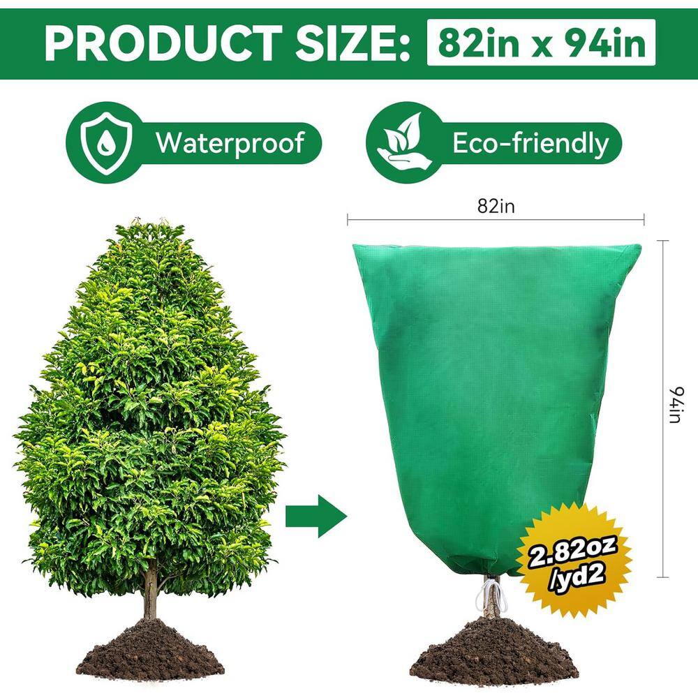 Green Heavy-Duty Frost Cloth Plant Covers with Zipper and Drawstring, 82" x 94" (2-Pack)