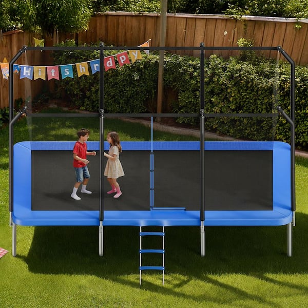 Outdoor Trampoline, 8 x 14 ft. Rectangle Trampoline, ASTM Approved Recreational Trampolines with Enclosure Net