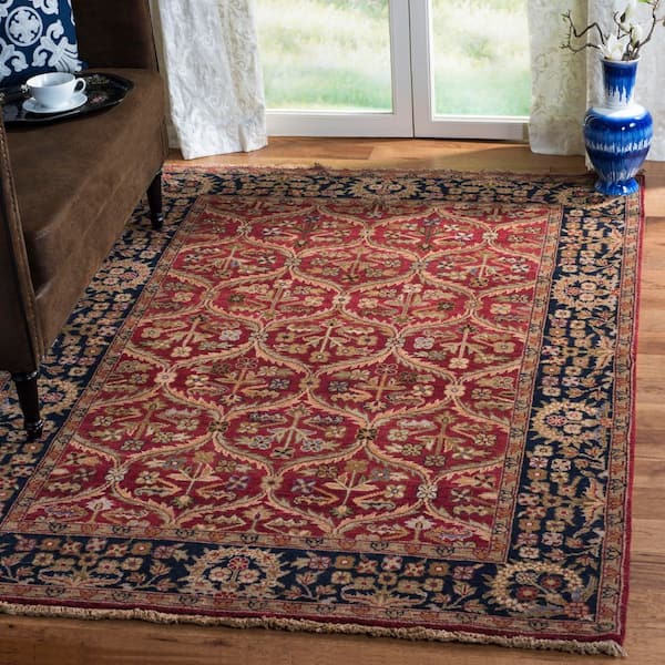 Old World 6 ft. x 9 ft. Red/Navy Ornate Oriental Area Rug