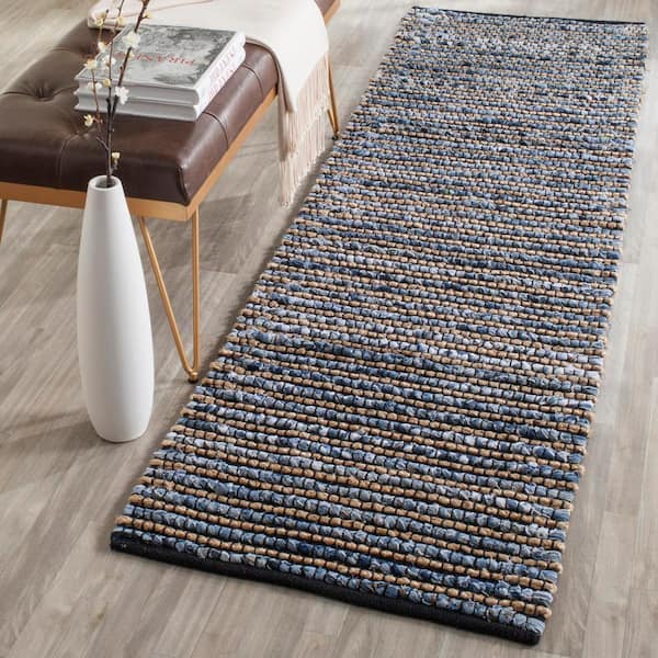 Cape Cod Blue 2 ft. x 6 ft. Distressed Striped Runner Rug