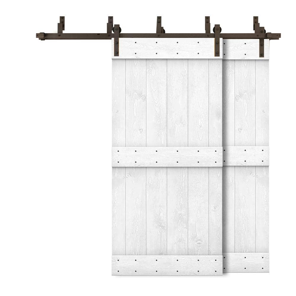 60 in. x 84 in. Mid-Bar Bypass White Stained Solid Pine Wood Interior Double Sliding Barn Door with Hardware Kit price history on PriceWatchPro