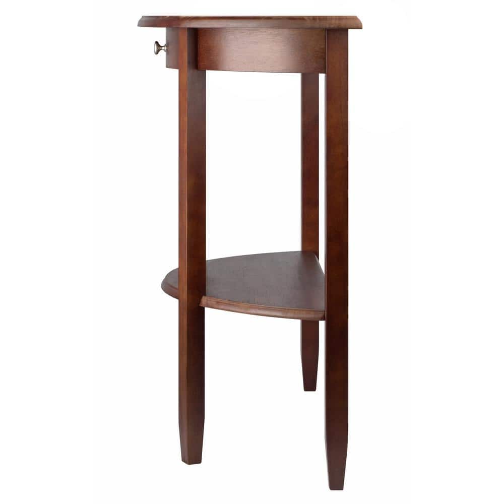 Transitional Demilune Walnut Console Table with Storage
