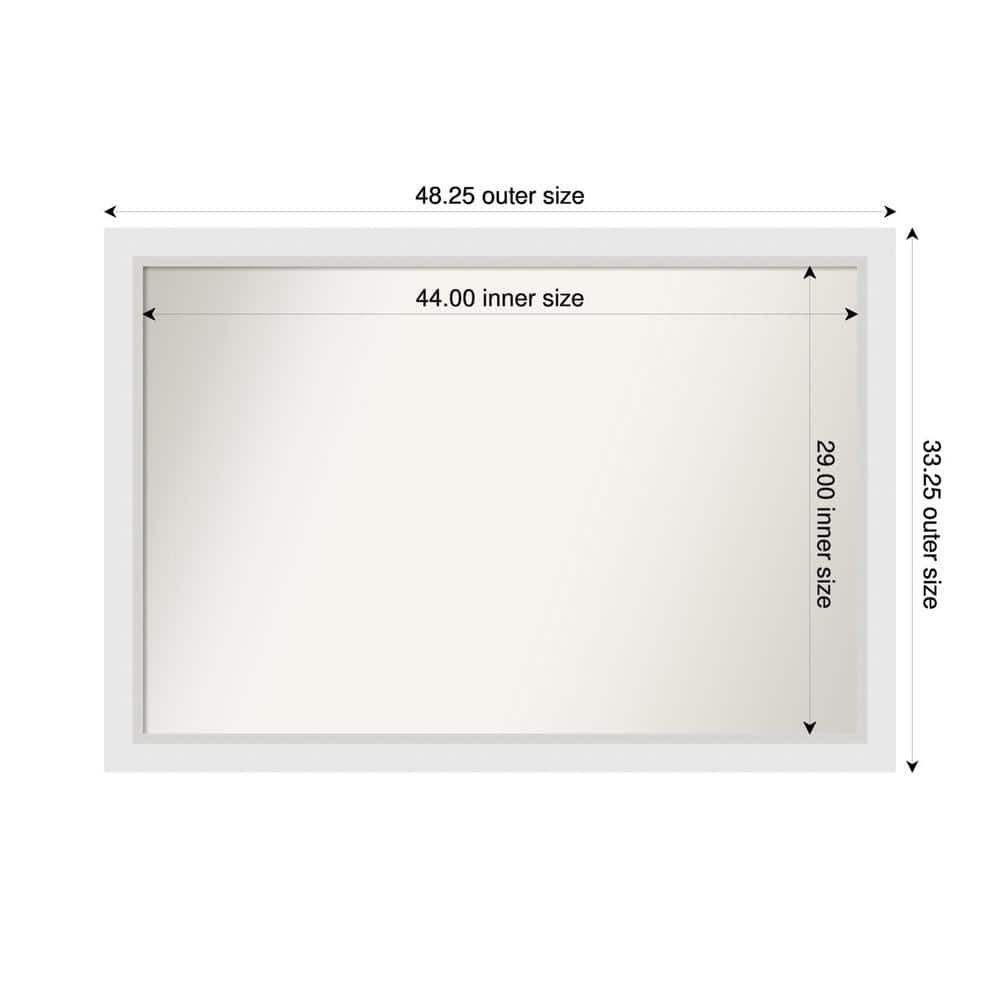 Blanco White 48.25 in. x 33.25 in. Custom Non-Beveled Wood Framed Bathroom 