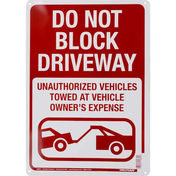 Hillman 10 in. x 14 in. Alum Blk Drvway Tow Sign
