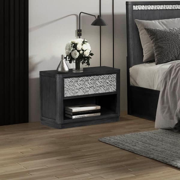 Furniture of America Hairin Ash Gray 1-Drawer 30 in. W Nightstand