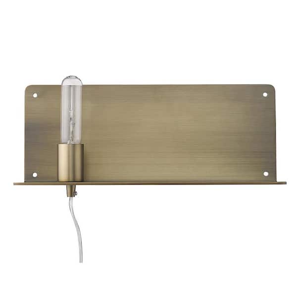 6 in. Gold Indoor Plug-in Sconce with No Bulbs Included