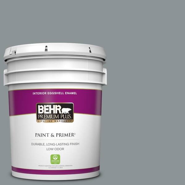 BEHR PREMIUM PLUS 5 gal. Home Decorators Collection #HDC-NT-27 Millennium Silver Eggshell Enamel Low Odor Interior Paint & Primer