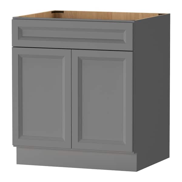 Keyport Shaker 30 in. W x 24 in. D x 34.5 in.H in Charcoal Plywood Tool-Free Ready to Assemble Sink Base Kitchen Cabinet